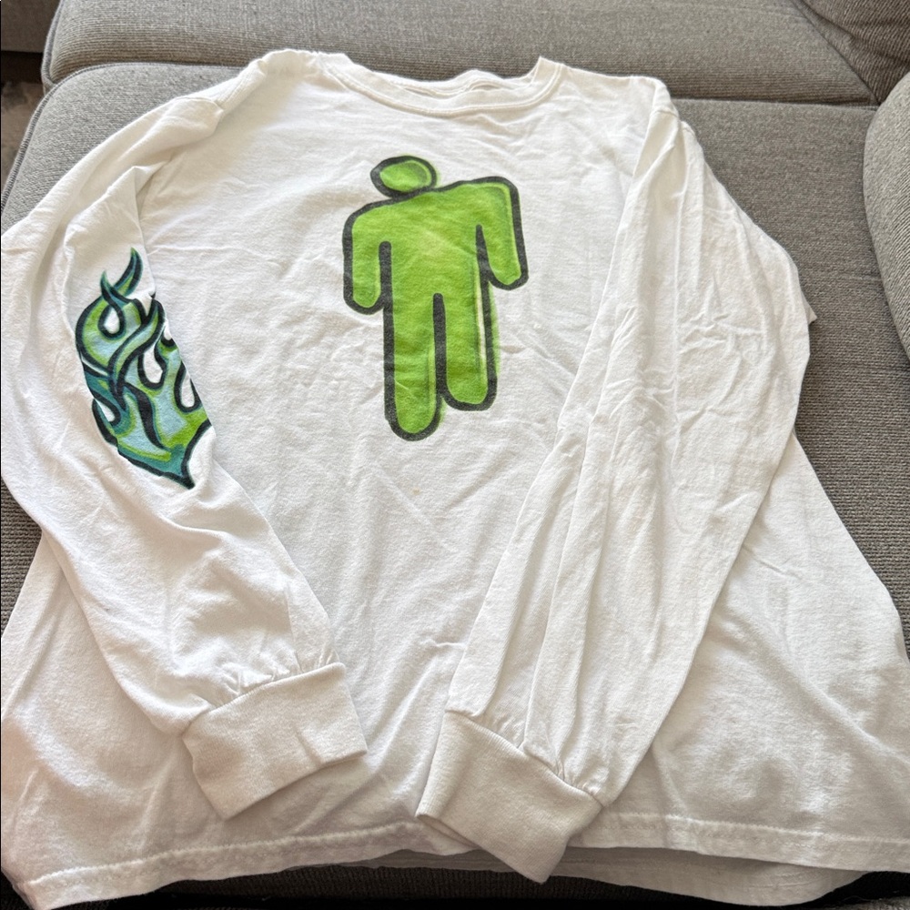 Billie eilish- White Long Sleeve Shirt with Green Graphic